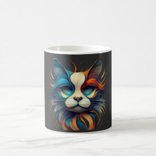 Caneca De Café Gato Patriótico Vermelho Branco e Azul