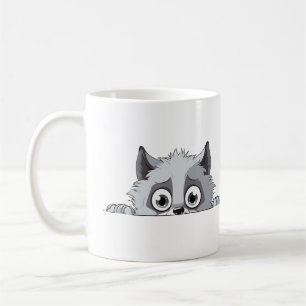 Caneca De Café Gato Peeking Bonito Adorável Pet De Cartografia De