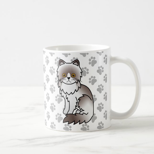 Caneca De Café Gato Persa Cartoon Fofo Bi-Cor Lilás (Direita)