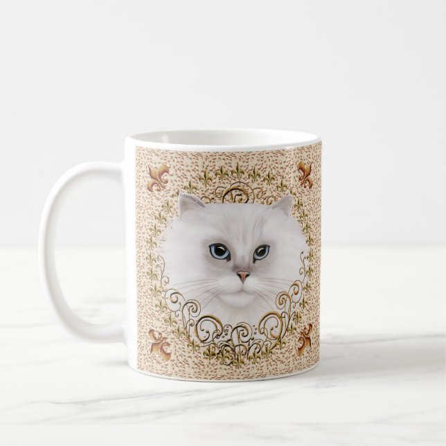 Caneca De Café Gato Persa Fleur De Lis Mug (Esquerda)