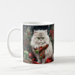 Caneca De Café Gato Persa no Natal da Neve