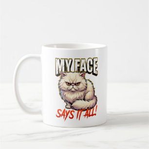 Caneca De Café Gato Persa Sarcástico Meu Rosto Diz Tudo