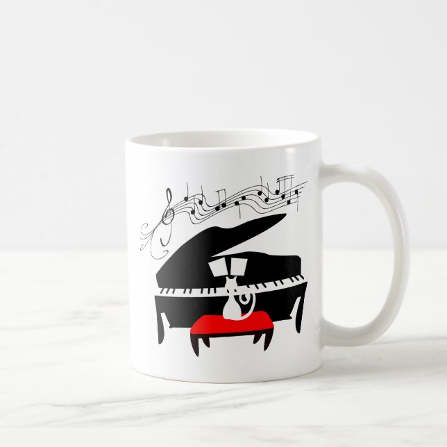 Caneca De Café Gato & piano (Direita)