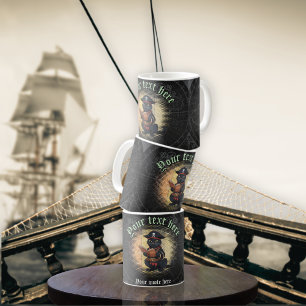 Caneca De Café Gato pirata curioso decifra mistérios antigos