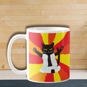 Caneca De Café Gato-presente de ioga entusiasta meditação paz