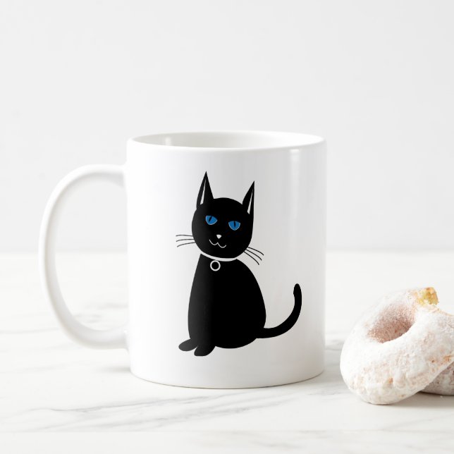 Caneca De Café Gato Preto (Com Donut)