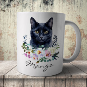 Caneca De Café Gato Preto Aquarela