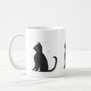 Caneca De Café Gato preto Bonito gatinho aquarela