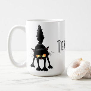 Caneca De Café Gato Preto Cartoon Engraçado e Feroz 