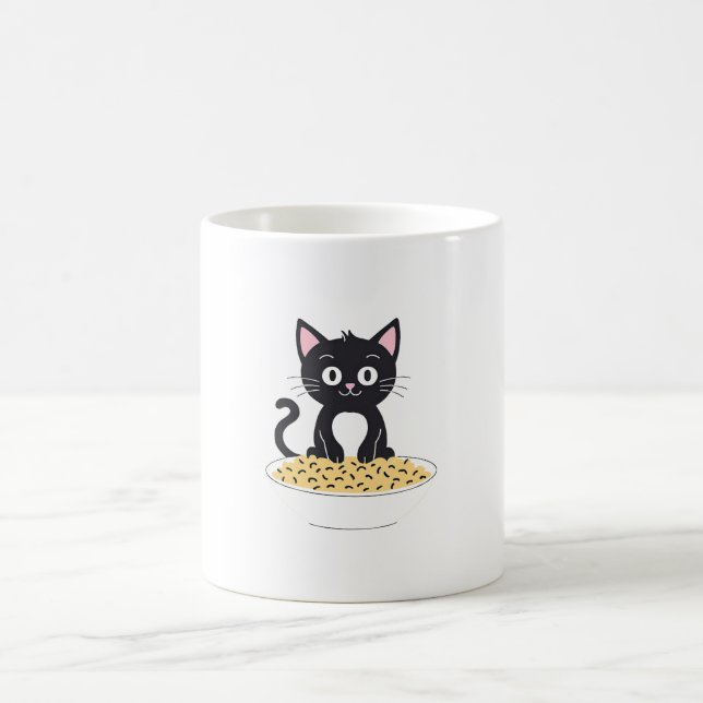 Caneca De Café Gato Preto Cinto Bravo Brincando Com Comida (Centro)