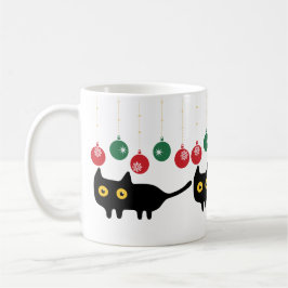 Caneca De Café Gato Preto com Enfeites de natal