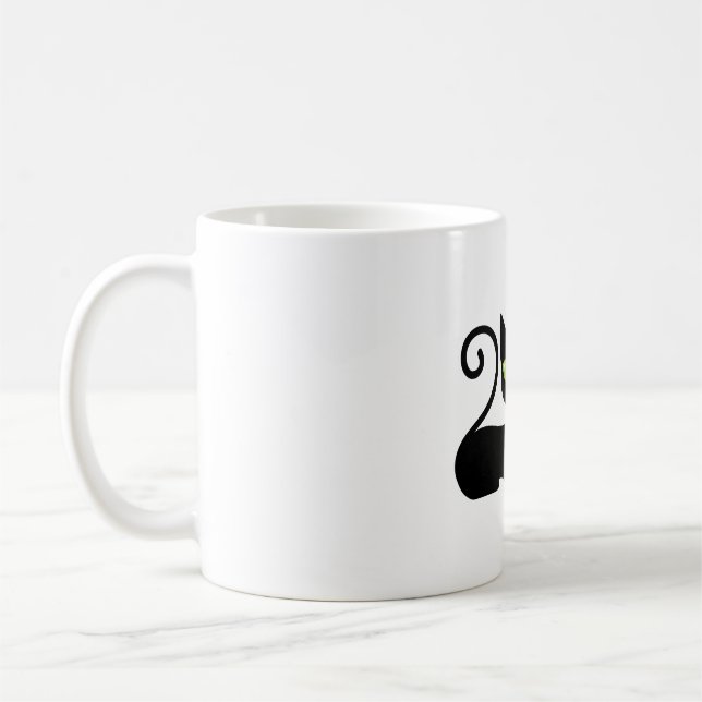 Caneca De Café gato preto com flor (Esquerda)
