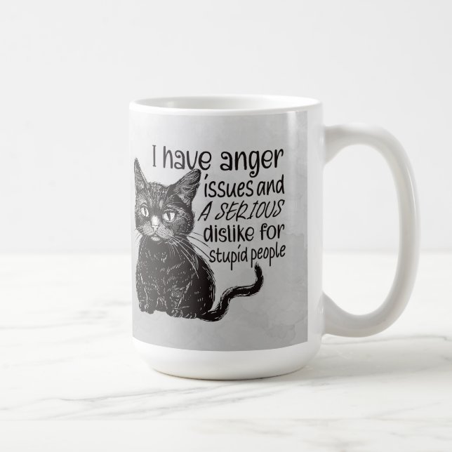 Caneca De Café Gato Preto Com Problemas de Raiva (Direita)
