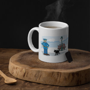 Caneca De Café Gato Preto de Azar Policial e Acidente