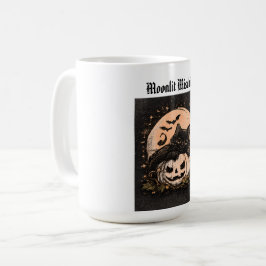 Caneca De Café Gato Preto de Halloween e Abóbora ao Luar
