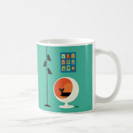 Caneca De Café Gato Preto de meio século com Mini Oblongs