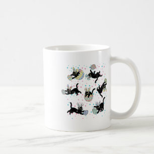 Caneca De Café Gato Preto de Páscoa Posando Orelhas de Coelho Ovo