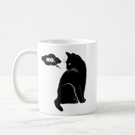 Caneca De Café Gato Preto Diz Não – Mãe de Gato Engraçada 