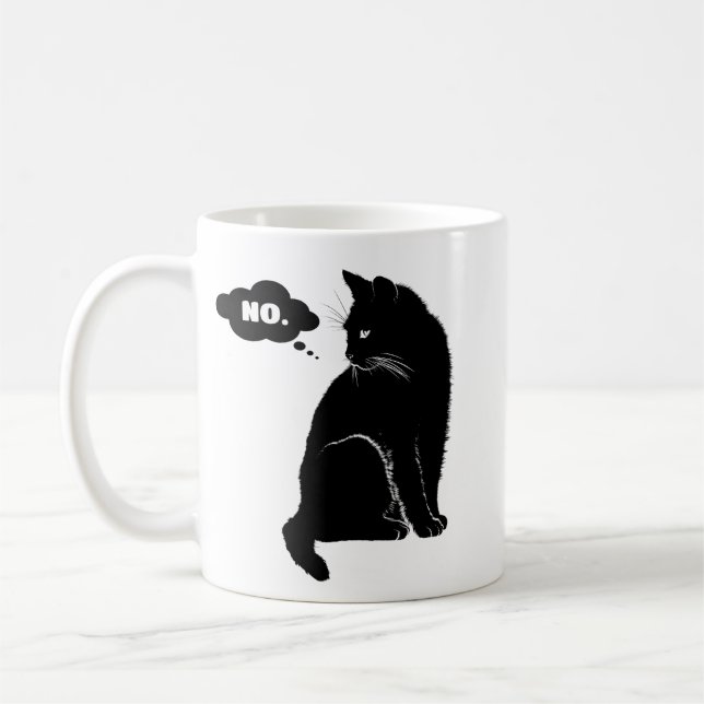 Caneca De Café Gato Preto Diz Não – Mãe de Gato Engraçada  (Esquerda)