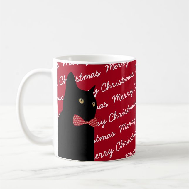 Caneca De Café Gato preto do Feliz Natal (Esquerda)