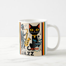 Caneca De Café Gato Preto do Gato Preto da Idade do Jazz do meio 