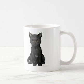 Caneca De Café Gato preto doce do gatinho com os olhos dourados