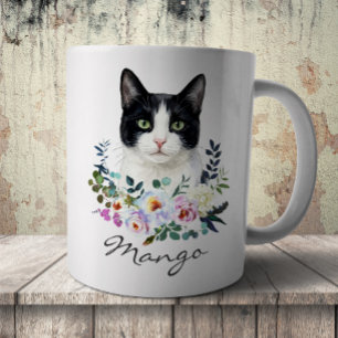 Caneca De Café Gato preto e branco aquarela