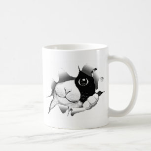 Caneca De Café Gato preto e branco curioso do gatinho