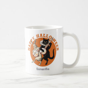 Caneca De Café Gato preto e coelho roxos CC1053 Halloween