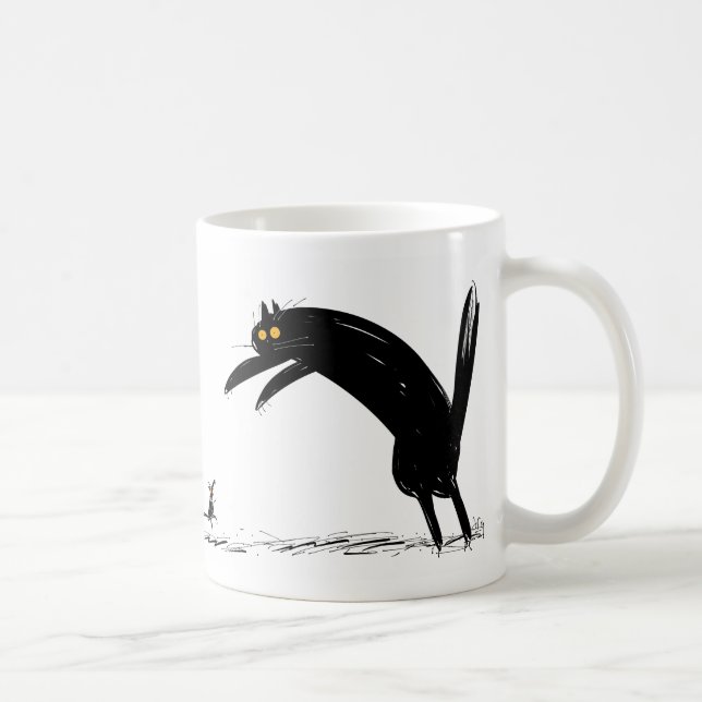 Caneca De Café Gato preto e rato na dança (Direita)