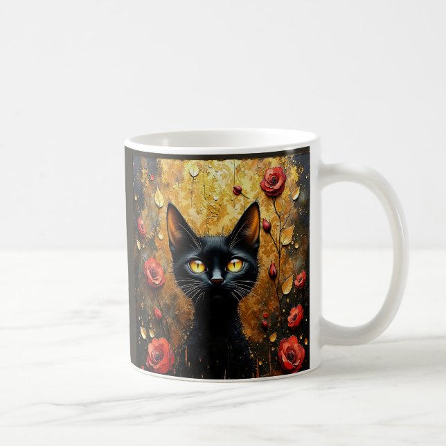 Caneca De Café Gato Preto e Rosas (Direita)