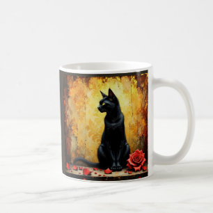 Caneca De Café Gato Preto Elegante