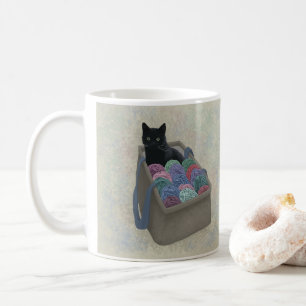 Caneca De Café Gato preto em saco de fio