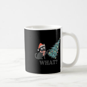 Caneca De Café Gato Preto Empurrando Árvore de Natal Luzes de Nat