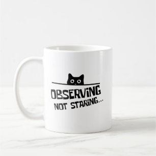 Caneca De Café Gato Preto Engraçado e Furtivo Observando Sem Fita