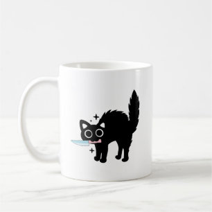 Caneca De Café Gato Preto Engraçado Perigoso, Gato Fofo Segurando