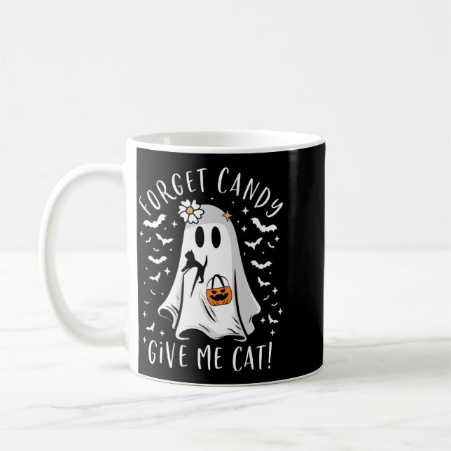 Caneca De Café Gato Preto Fantasma Boo Engraçado Esquece Doce Dê  (Esquerda)