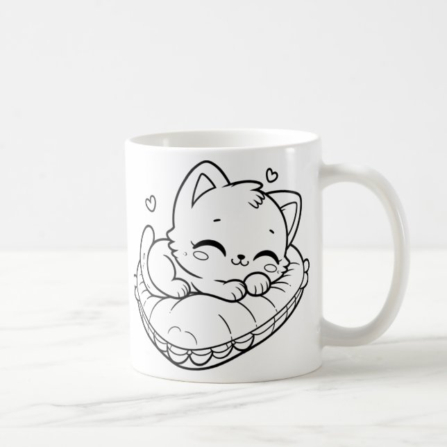 Caneca De Café Gato Preto Fofo (Direita)