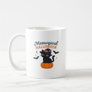Caneca De Café Gato Preto Fofo com Olhos Verdes Brilhantes em Abó