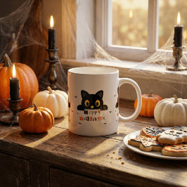 Caneca De Café Gato Preto Fofo de Halloween