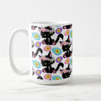 CANECA DE CAFÉ GATO PRETO FOFO DE PÁSCOA COM OVOS DE PÁSCOA