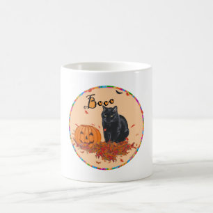 Caneca De Café Gato Preto Halloween BOO!