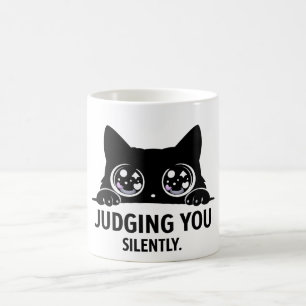 Caneca De Café Gato Preto Julgando Você Silenciosamente   Present