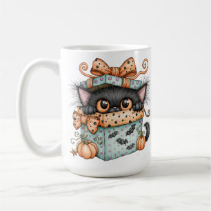 CANECA DE CAFÉ GATO PRETO KITTY FOFO E CAPRICHOSO DE HALLOWEEN