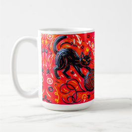 Caneca De Café Gato Preto Laranja