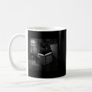 Caneca De Café Gato Preto Lendo Livro Foto de Gato Retro Divertid
