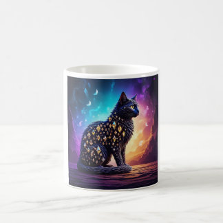 Caneca De Café Gato Preto Misterioso Com Diamantes