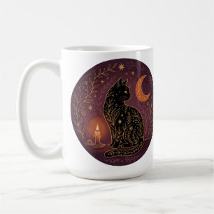 Caneca De Café Gato Preto Místico Celestial Bruxa de Halloween