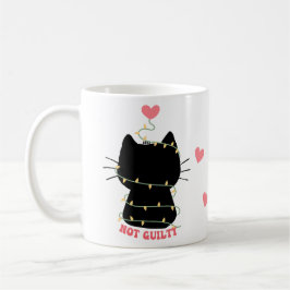 Caneca De Café Gato preto não culpado de enrolar com luzes