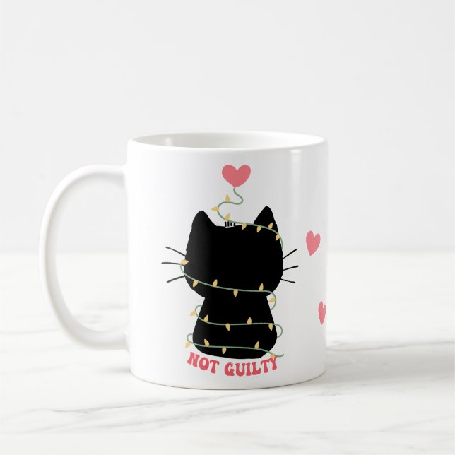 Caneca De Café Gato preto não culpado de enrolar com luzes (Esquerda)